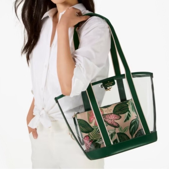 ♠️kate spade Clare See Through Fern Foliage Tote, Green NWT - Picture 2 of 15